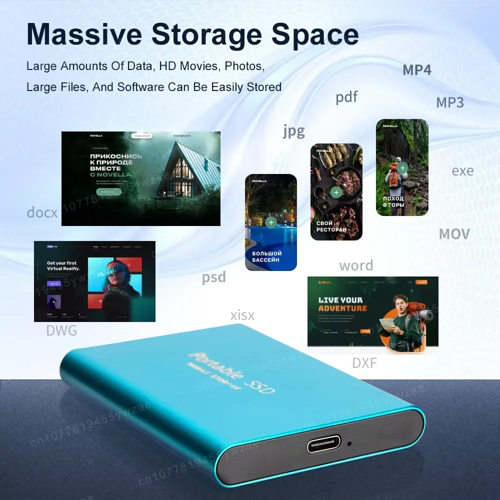 16TB External SSD Portable USB C Solid State Drive Small Body Big Performance Basic Daily Storage **Ships from China**