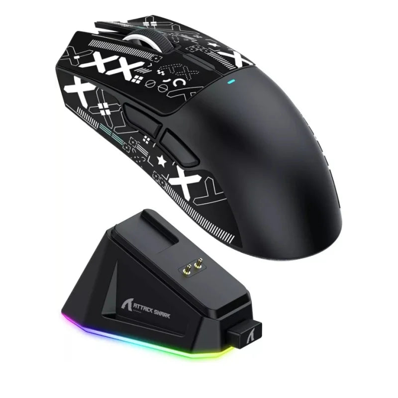 ATTACK SHARK X11 Wireless Gaming Mouse with RGB Magnetic Charging Dock, Wired/2.4G/BT, 22K DPI, Ultralight 59g  Multiple Colors