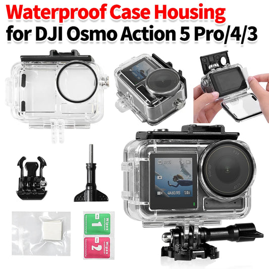 60M/196FT Waterproof Case Diving Housing Case Anti-Fog Underwater Dive Housing for DJI Osmo Action 5 Pro/4/3 Camera Accessories