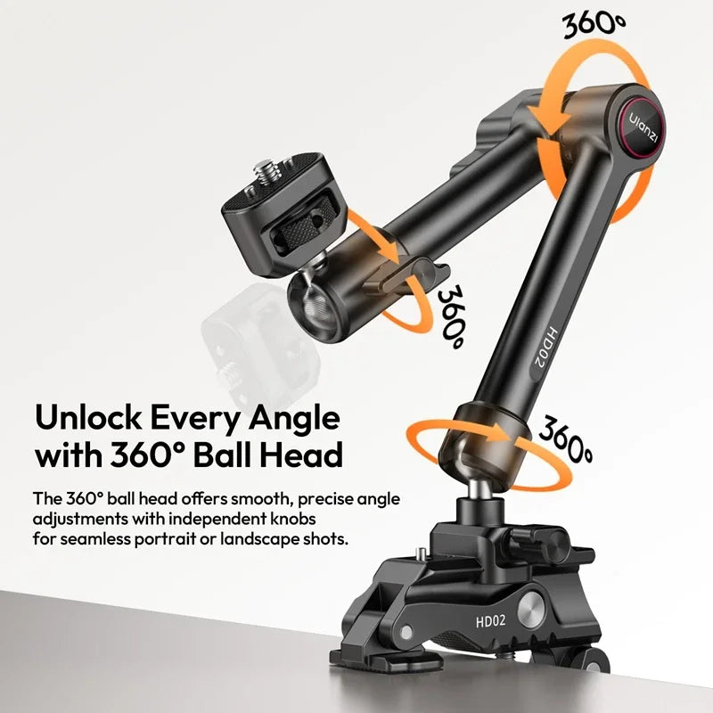 Ulanzi HD02 10 inch Magic Arm Kit with Super Clamp 1/4" Screw 360° Adjustable Ball Head Monitor Mount Camera Mount Holder
