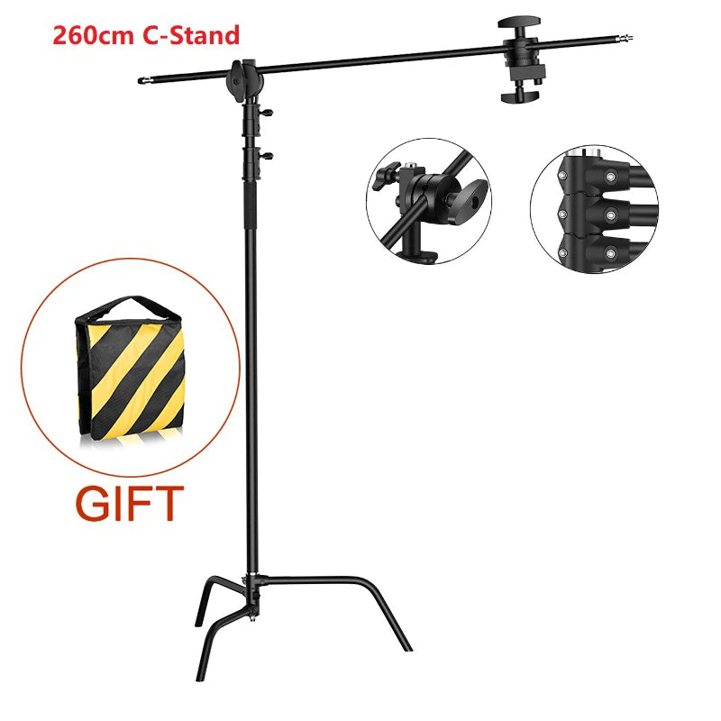 290cm Air Pressure Tripod Bearing 10kg for Camera Stainless Steel Light Stand For Ring Light Live Youtube and Photography Soft