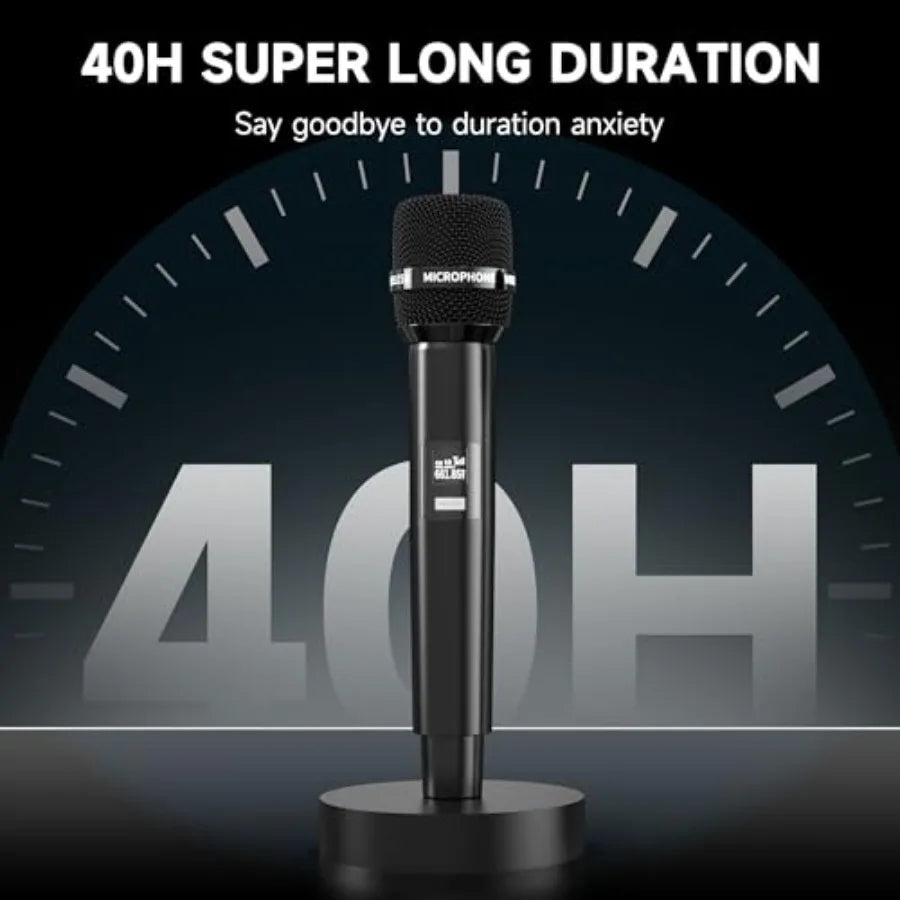 Wireless Microphone with One-to-One Chip Connection, Less latency, 200FT Range, 40H Rechargeable Battery,