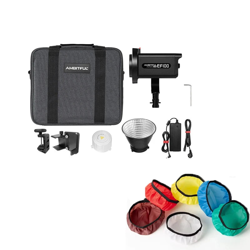 AMBITFUL EF100 COB LED Video Light 5600K CRI 95+ TLCI 95+ LED Continuous Light Bowens Mount Built-in APP Adjust Brightness