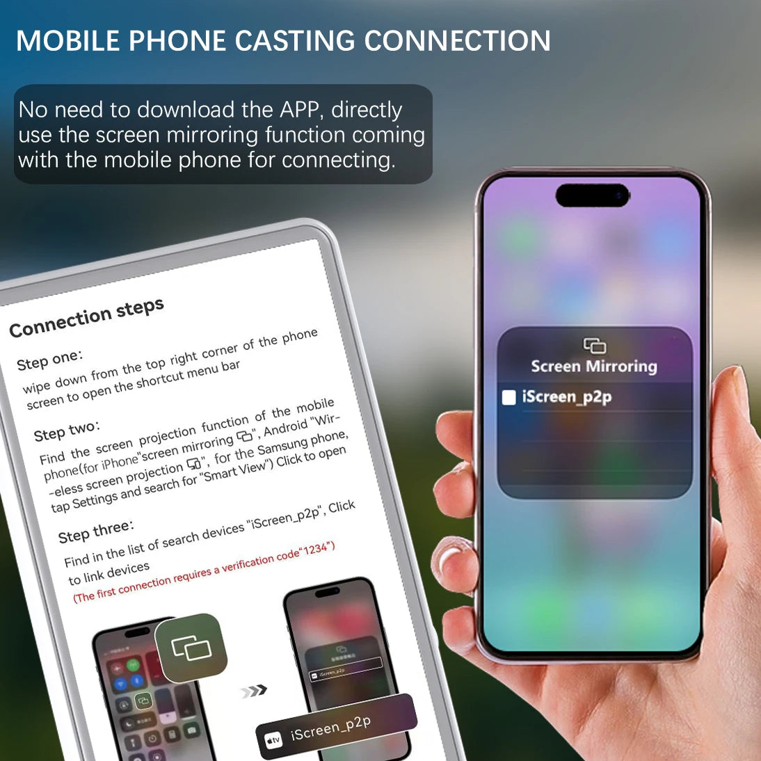 Vlog Selfie Monitor Screen for Phone ( Does Not Support iPhone 17) for Selfie Vlog , Magnetic Mount for Mag Safe, Wireless Connection