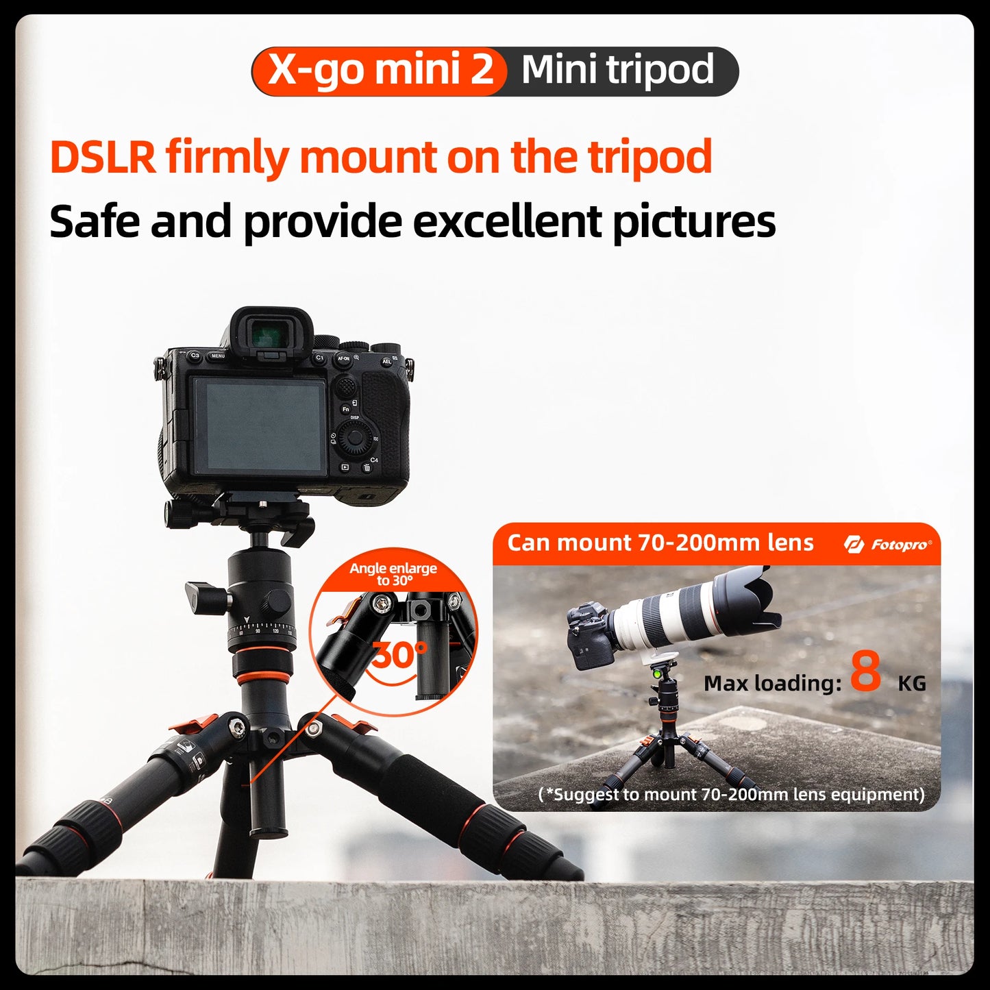 Fotopro X-GO MINI2 Carbon Fiber Mini Tripod With Ball Head