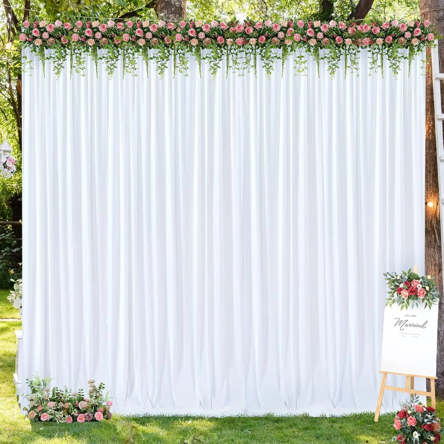 White Backdrop Curtains 2 Panels, 10FT Wrinkle-Free Polyester Photography Drapes for Wedding Baby Shower Party Background
**Drapes Only**