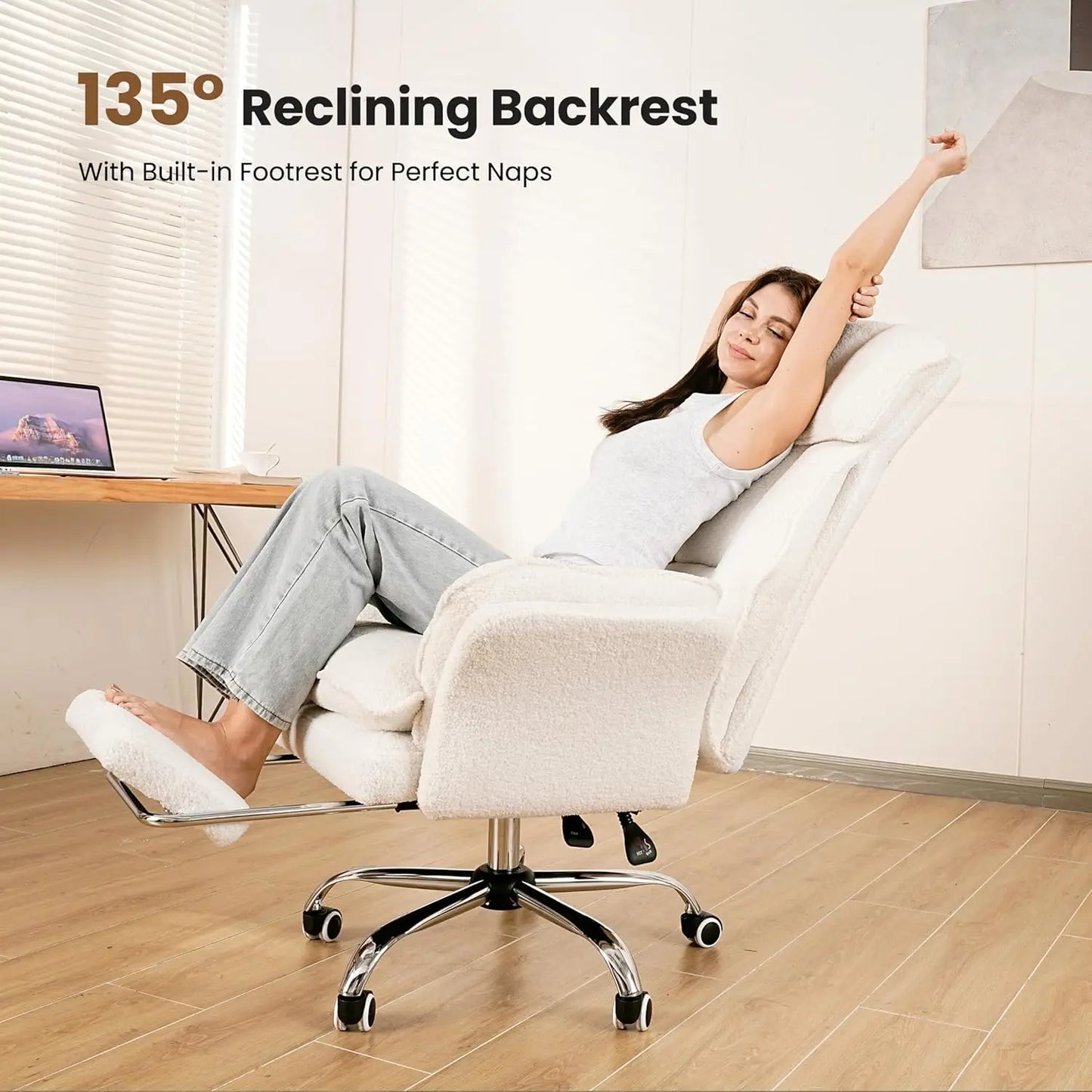 Office Chair, Flip Armrests for Pets & Cross Legged Sitting, Executive Ergonomic Computer Gaming Chair with Foot Rest. Available in Black or White