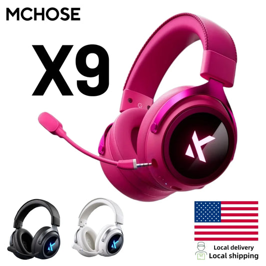 MCHOSE X9 Wireless Headworn Game Headset7.1 Three Mode 53mm Aluminum Foil Polymer Diaphragm E-Sports Gift Bluetooth 2.4G Headset Multiple Colors