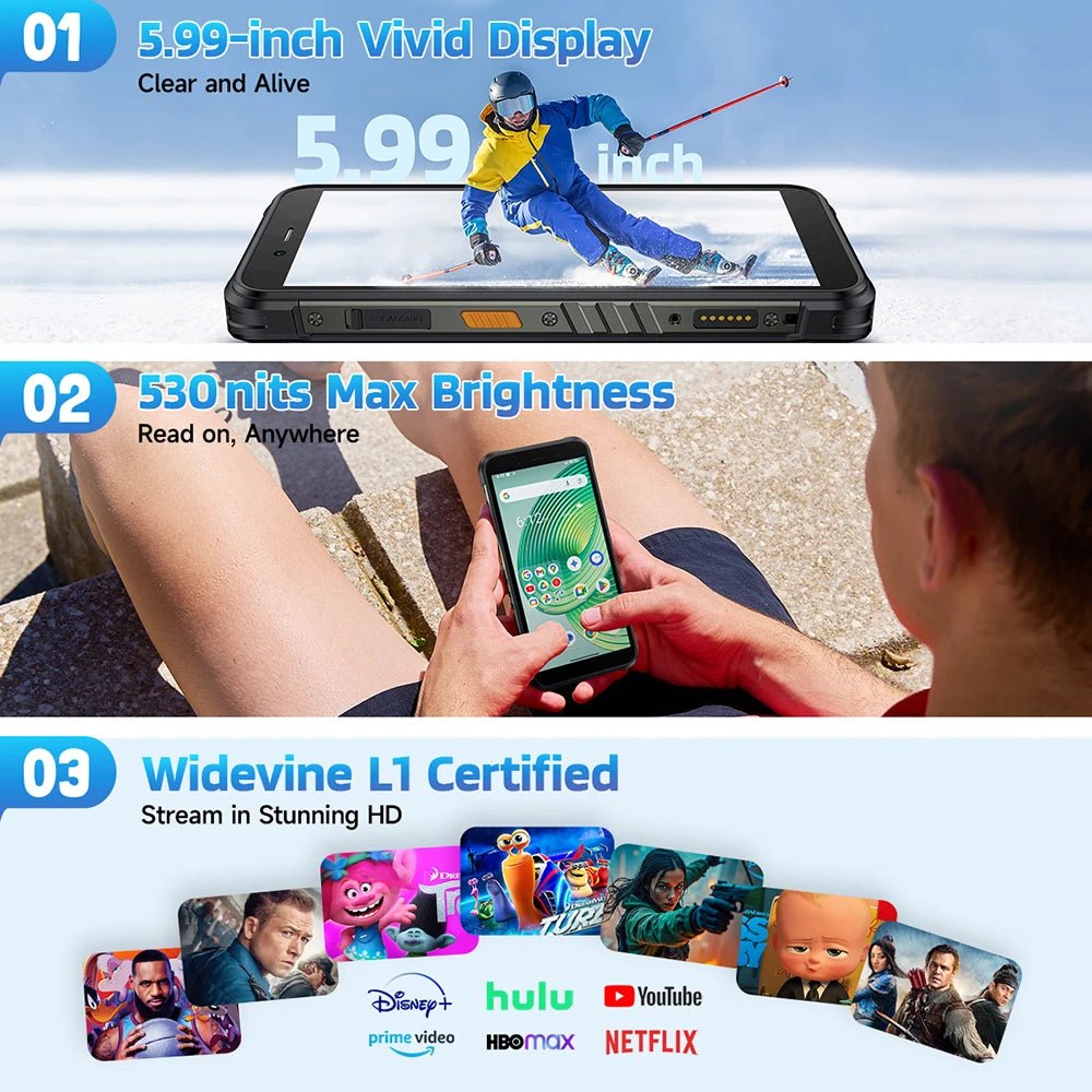 Ulefone RugKing 4G Rugged Phone Android 15 Up to 16GB+256GB Waterproof  9600mAh 50MP Camera NFC Global Smartphone