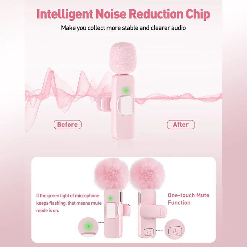 Wireless Lavalier Microphone for iPhone 17/16/15/Android with Noise Reduction USB C Mini Microphone for Vlog YouTube Recording,**Ships from China**
