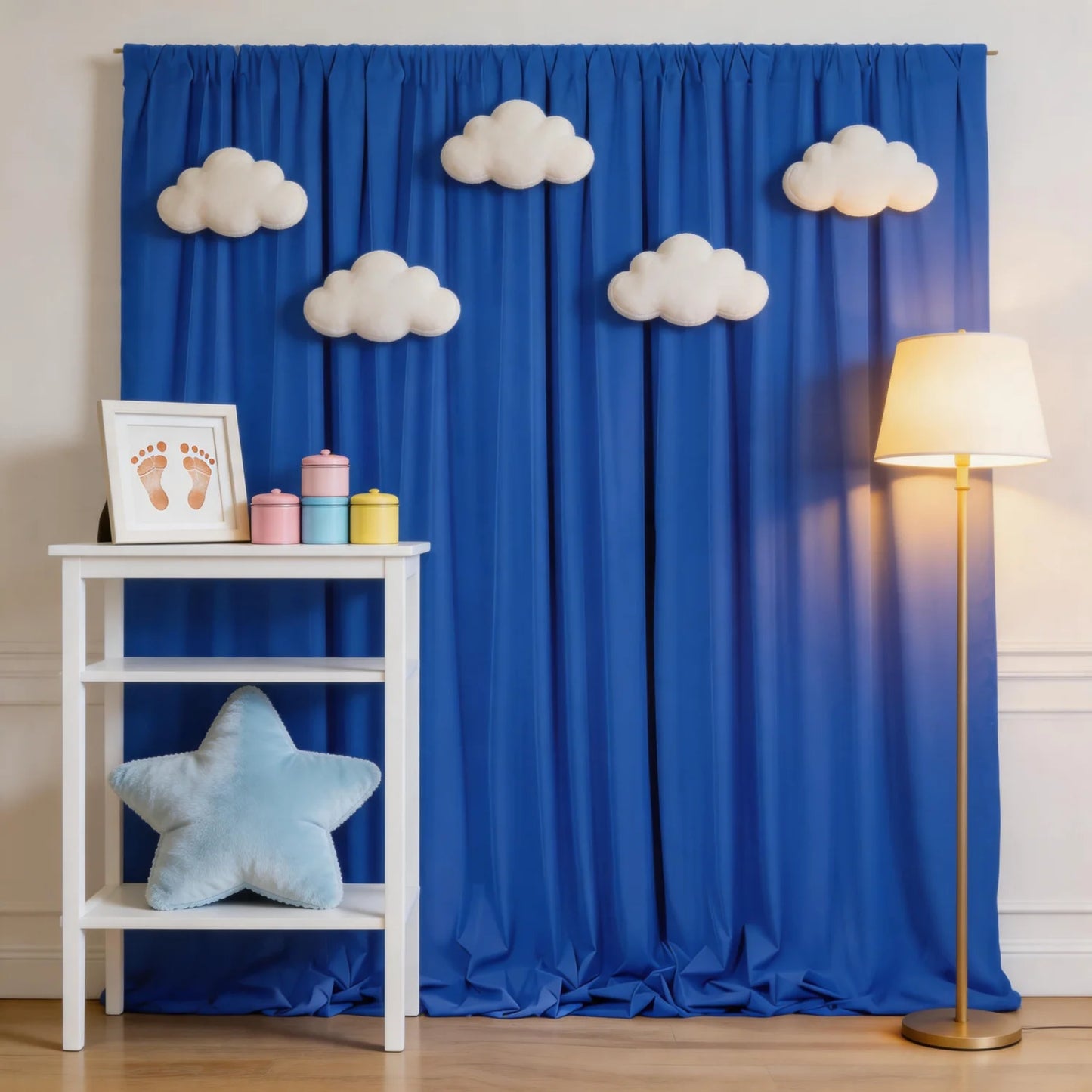 12 Panels-5ft X 10ft Royal Blue Backdrop Curtain for Party, Polyester Royal Blue Photo Backdrop