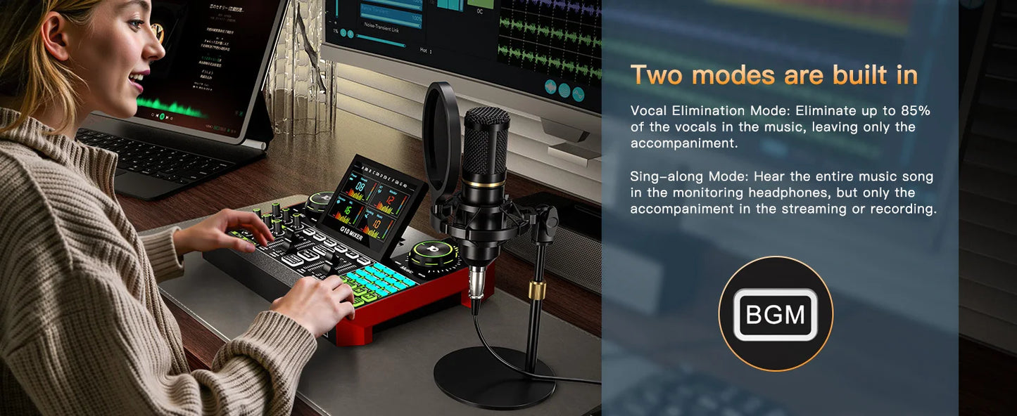 Portable audio mixer bundle with condenser microphone, red compact unit by Perfect Take Gear