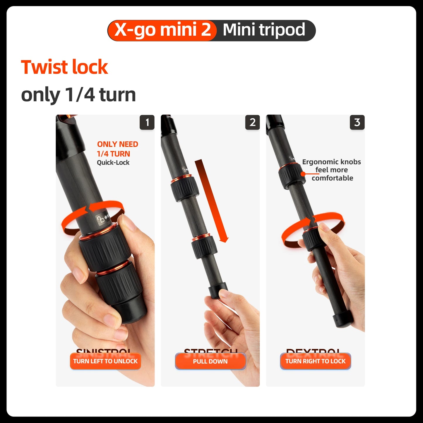 Fotopro X-GO MINI2 Carbon Fiber Mini Tripod With Ball Head
