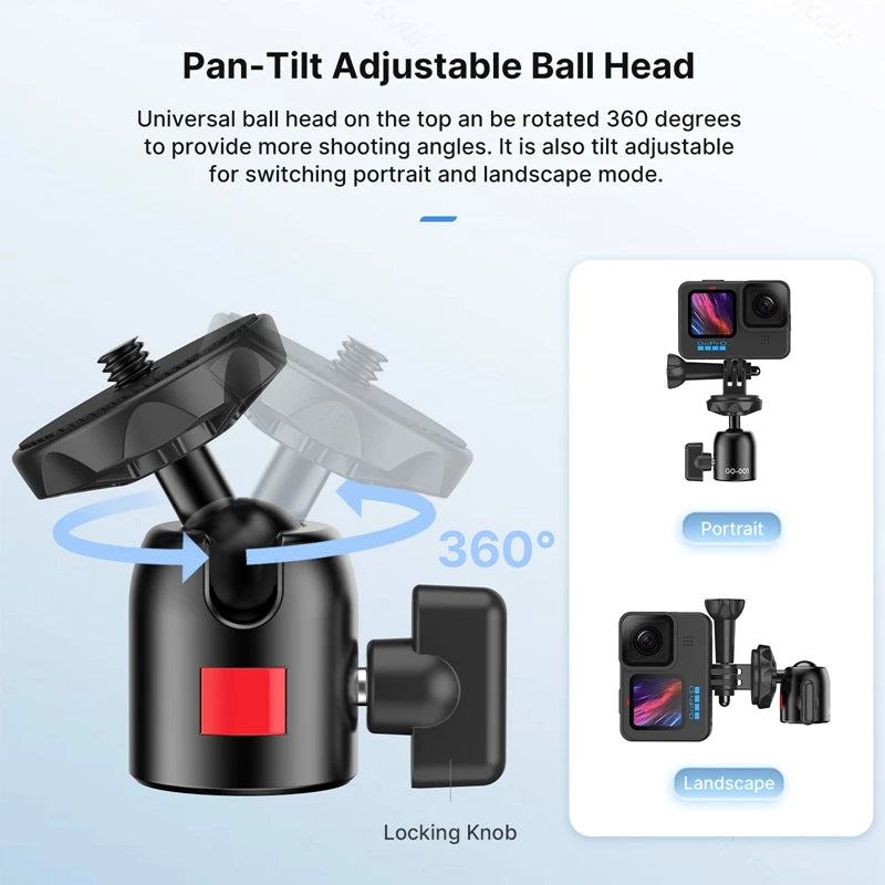 Ulanzi GO-001 Magnetic Mount for Action Camera phone 360° Pan-Tilt Adjustable Ball Head for Gopro for Insta360 Outdoor Activity