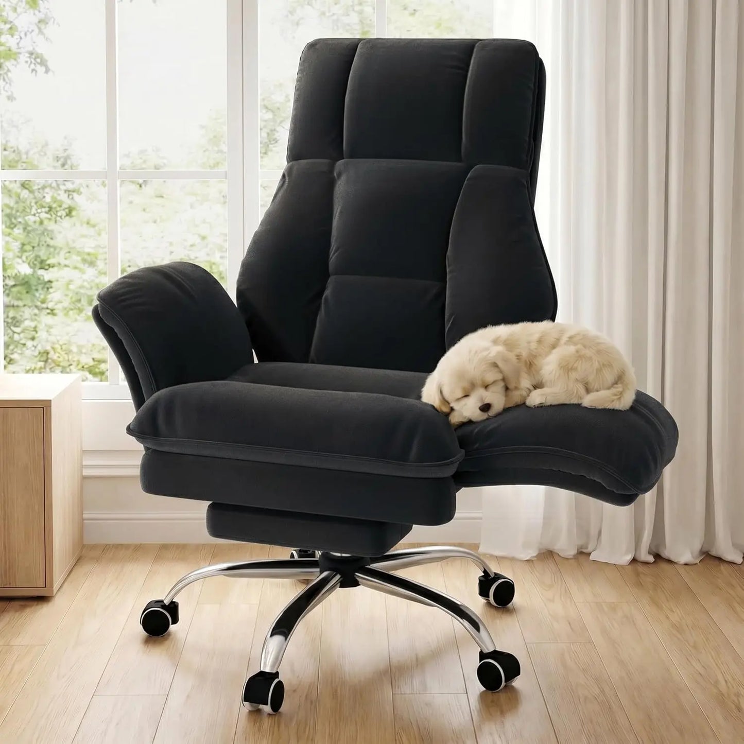 Big and Tall Office Chair, Executive Ergonomic Computer Gaming Chair with Foot Rest, Flip Armrests for Cross Legged, Multiple Colors