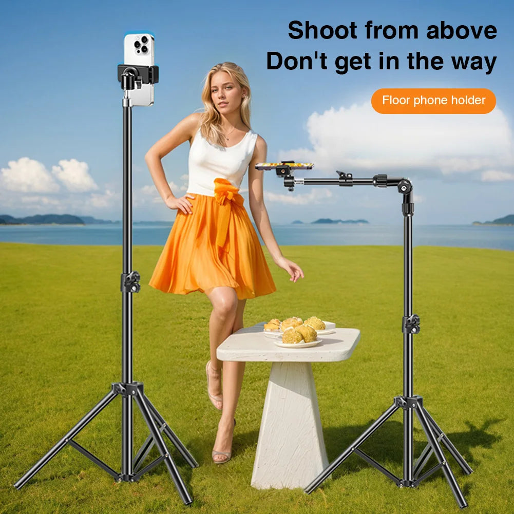 Adjustable Aluminum Smartphone Tripod With Horizontal Overhead Stand