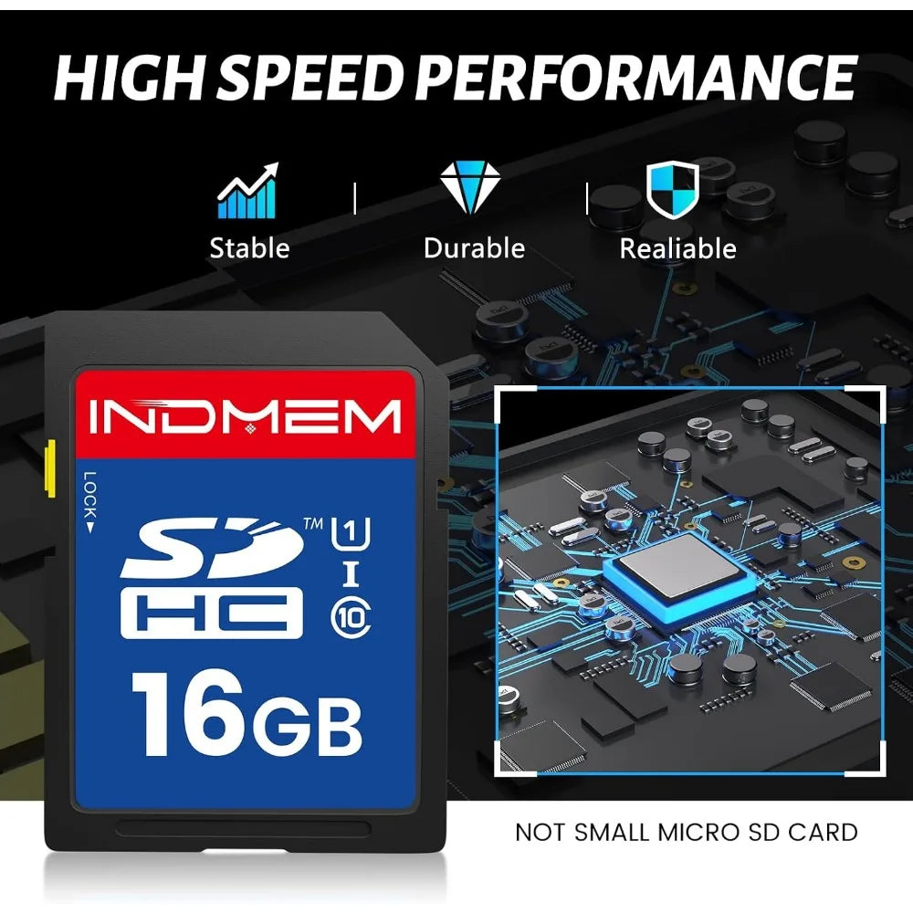 SD card 16GB with blue label, UHS-I SDHC, not a micro SD card