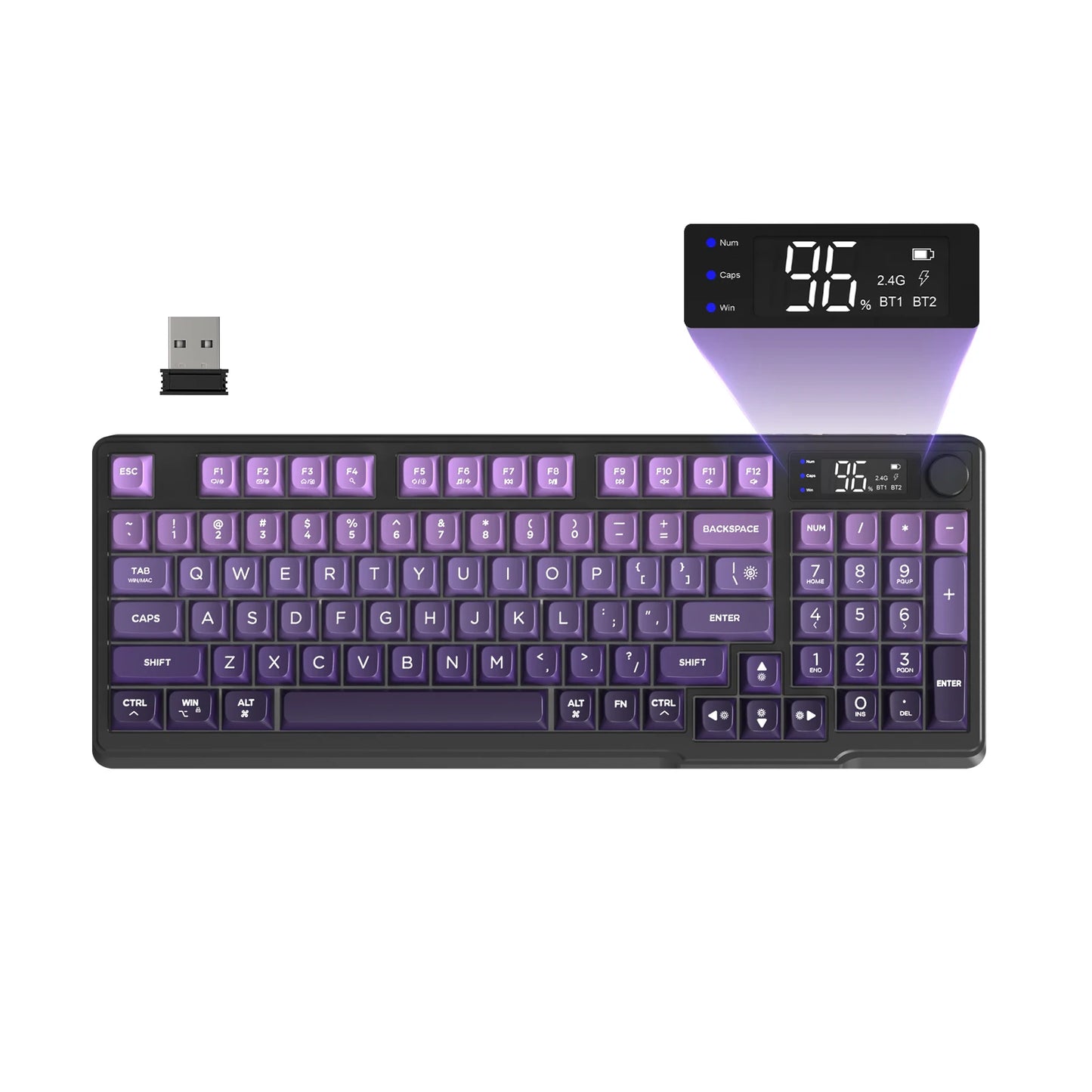ZIYOU LANG Wireless Gaming Keyboard with Display Screen & Knob, Bluetooth/2.4GHz Quiet Membrane Keyboard, 3000mAh Rechargeable Multiple Flavors