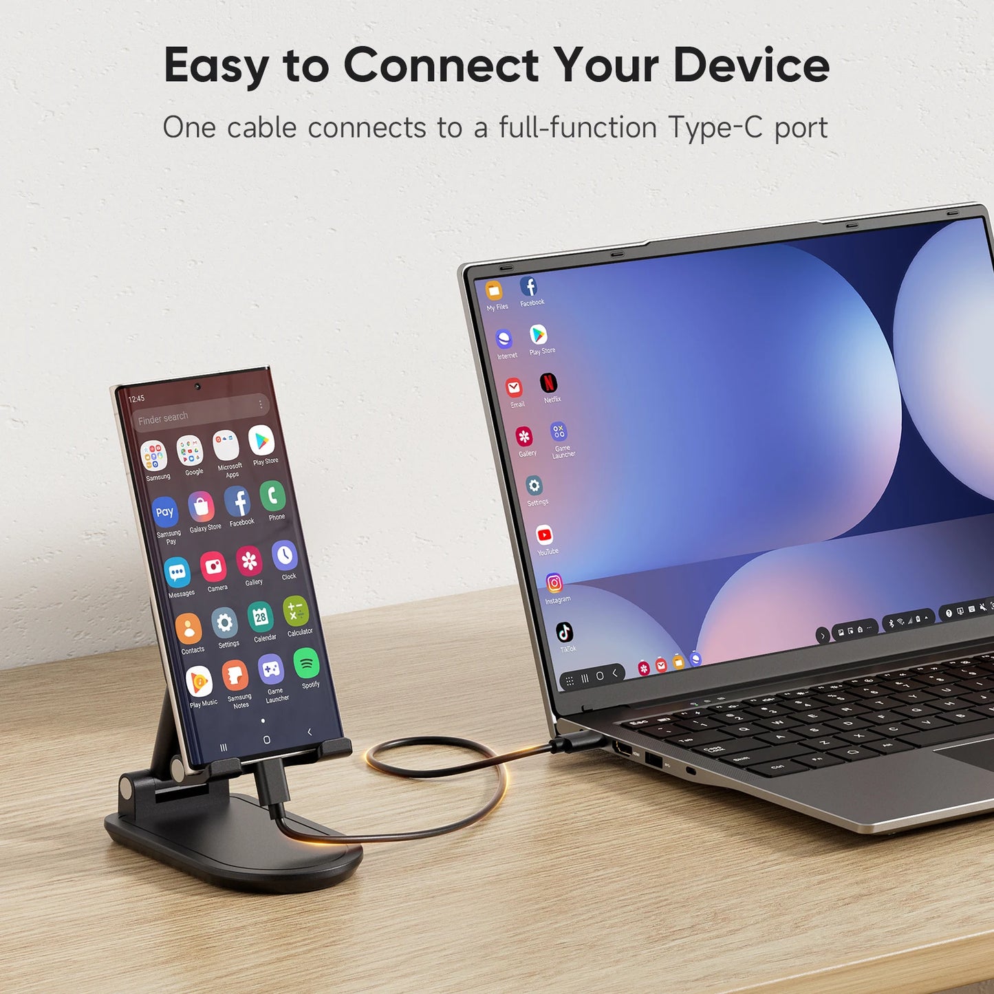 Dopesplay 14.1inch Lapdock Monitor for Samsung. DeX Mini PC Keyboard Portable Screen Extender