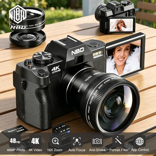 NBD 4K Digital Camera 48MP Vlog Camera with WiFi Flip Screen Autofocus 16X Zoom Compact Camera  YouTube