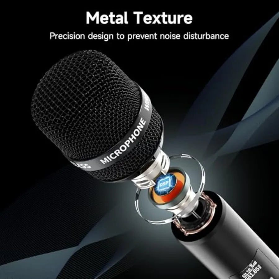 Wireless Microphone with One-to-One Chip Connection, Less latency, 200FT Range, 40H Rechargeable Battery,