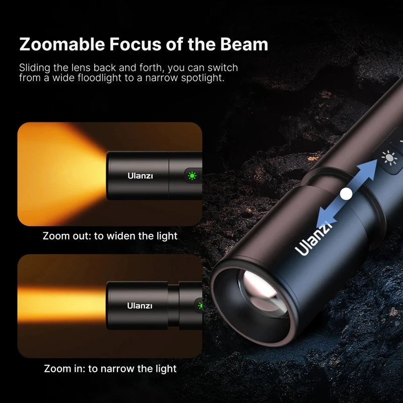 Ulanzi LM07 Videography Flashlight 2000-8000K Dimmable Brightness Outdoor Photography Light with Type-C Charging Waterproof