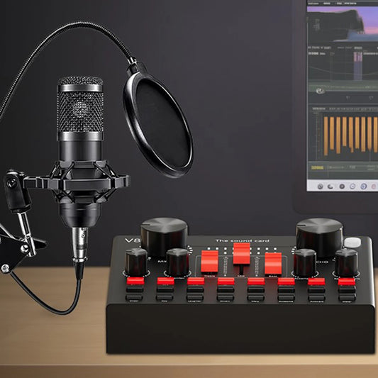All-in-One Recording Equipment Audio Mixer Podcast Equipment Bundle Hanging Condenser Microphone Kit for Live Streaming YouTube