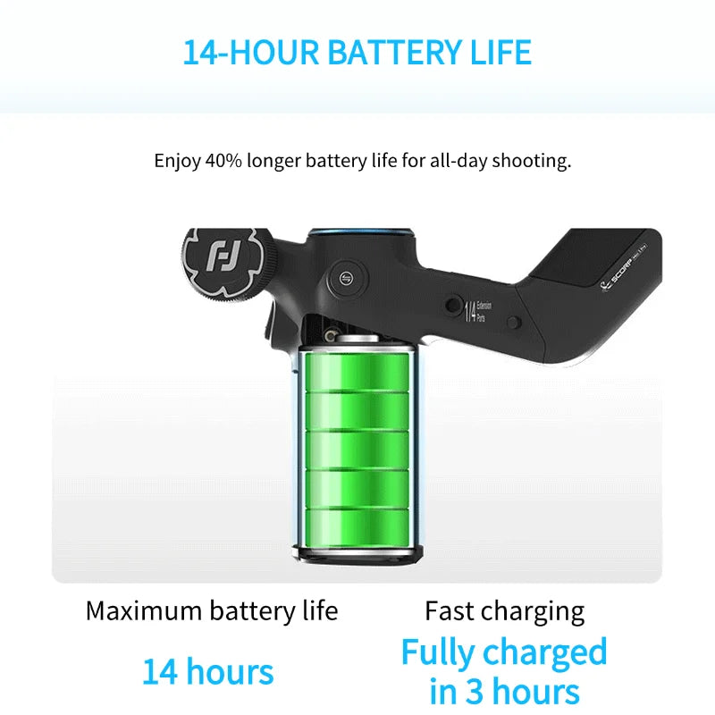 FeiyuTech SCORP Mini 3 Pro 3-in-1 Gimbal for Mirrorless, Action Cams and Smartphones with AI Tracking, 2 kg Load, 14 h Battery