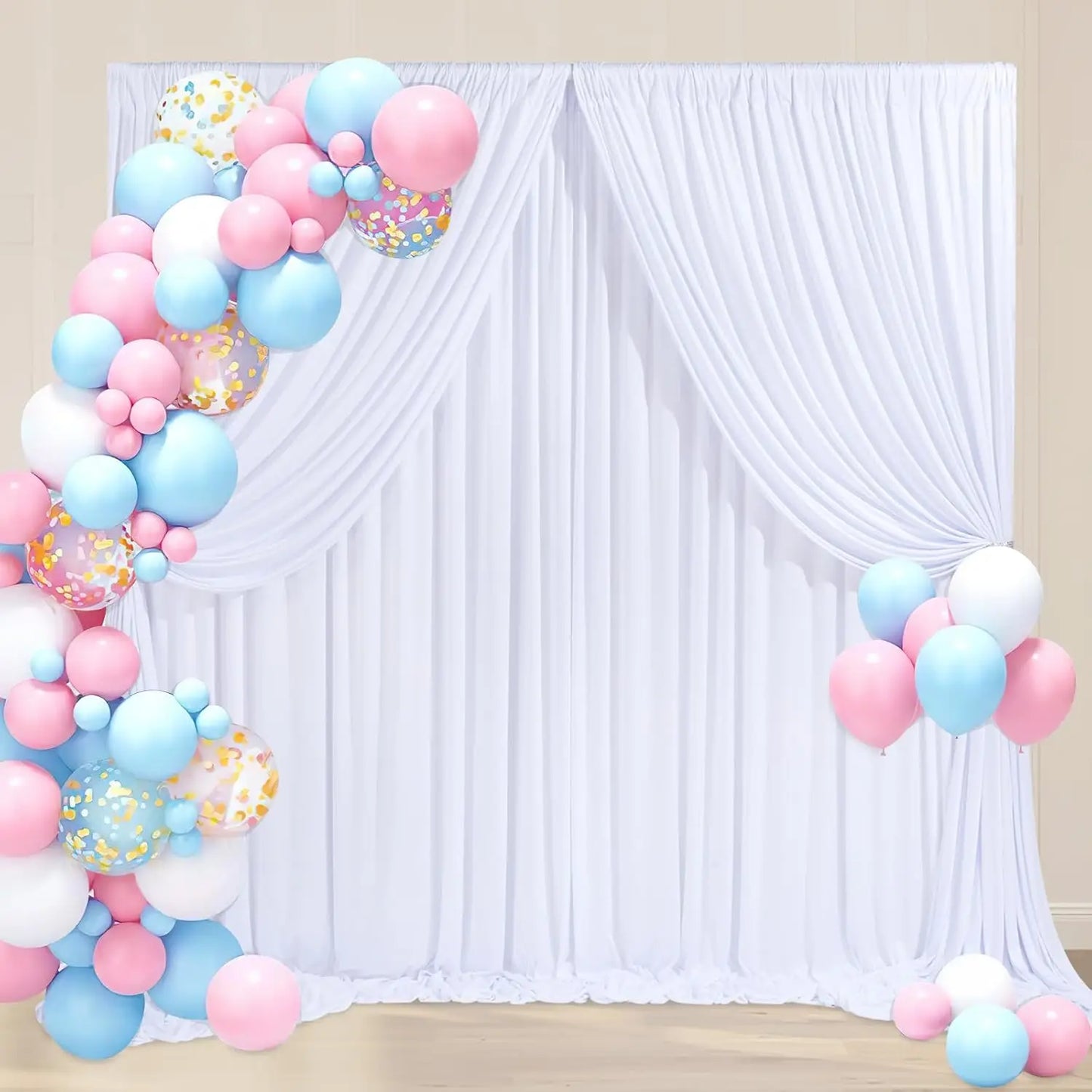 40×10 ft White Backdrop Curtain for Wedding Parties, 8 Panels 5ft x 10ft Height Photo Backdrop Drapes
