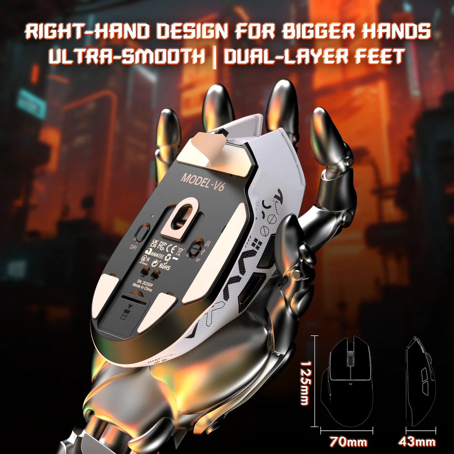 ATTACK SHARK V6 65g Wireless Gaming Mouse RGB Magnetic Charging Dock Wireless/Wired Mouse 1K Polling PAW3311 Multiple Colors