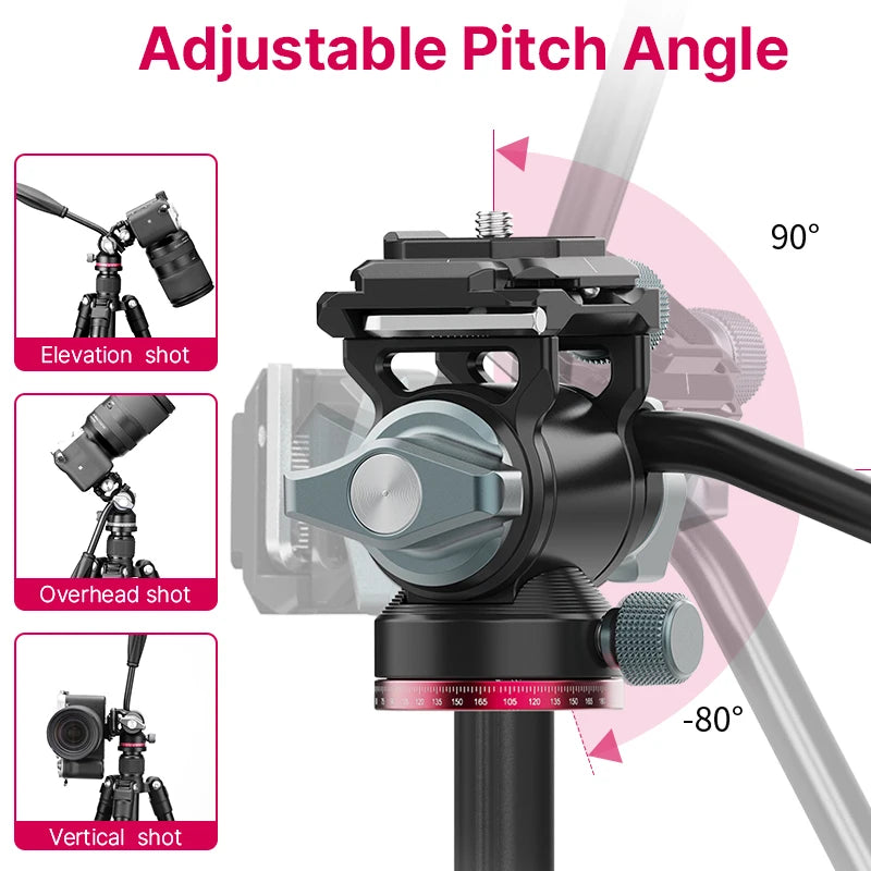 Ulanzi U-190 Fluid Hydraulic Ball Head Panoramic Video DSLR Camera Tripod Head with Handle Arca for Monopod Tripod Pan Head
