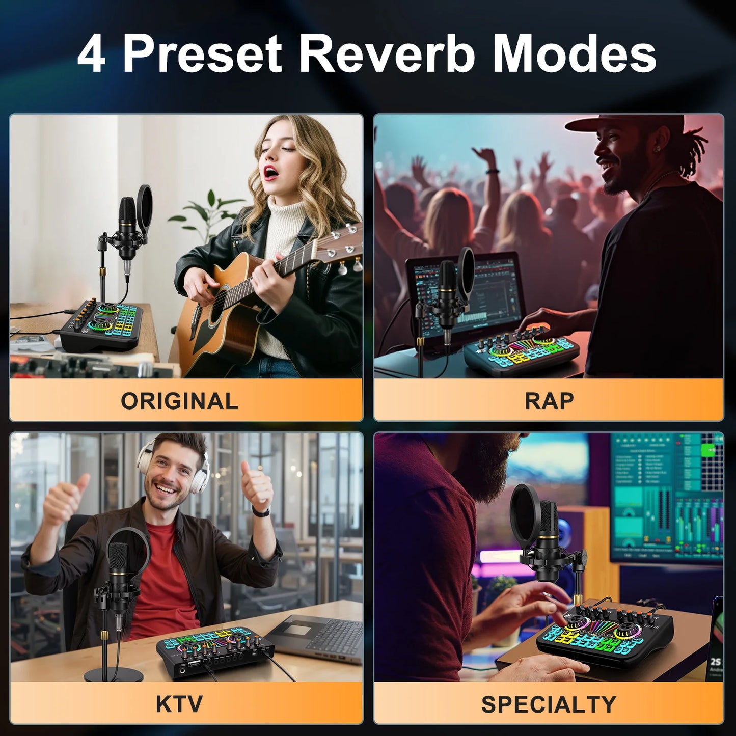 Podcast Equipment Bundle with 3.5mm Condenser Microphone forPc/Phone,Podcast Microphone Bundle with Live Sound Card Audio Mixer