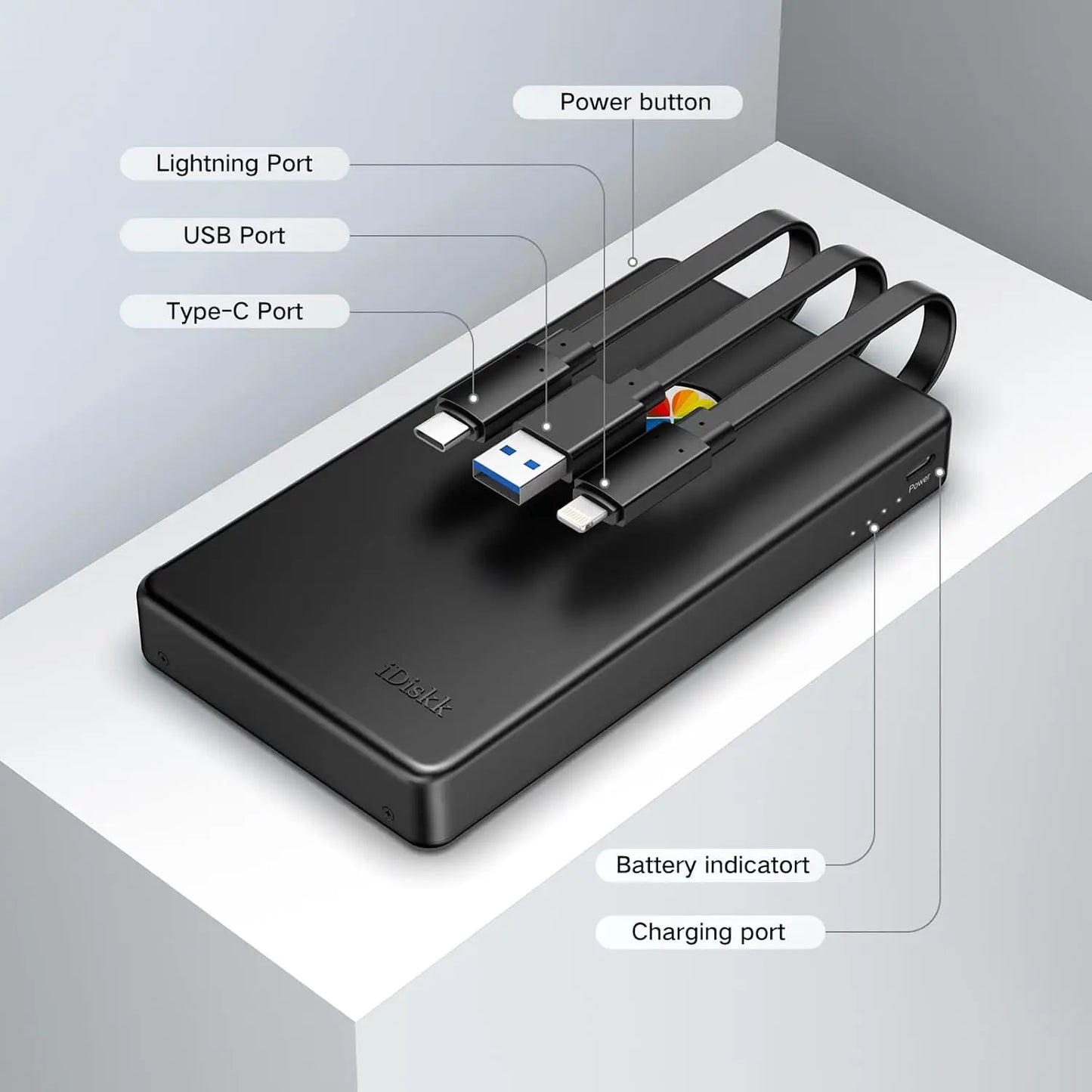 2TB MFi Certified External Hard Drive for iPhone iPad Android Mac PC Backup Photos Videos Storage