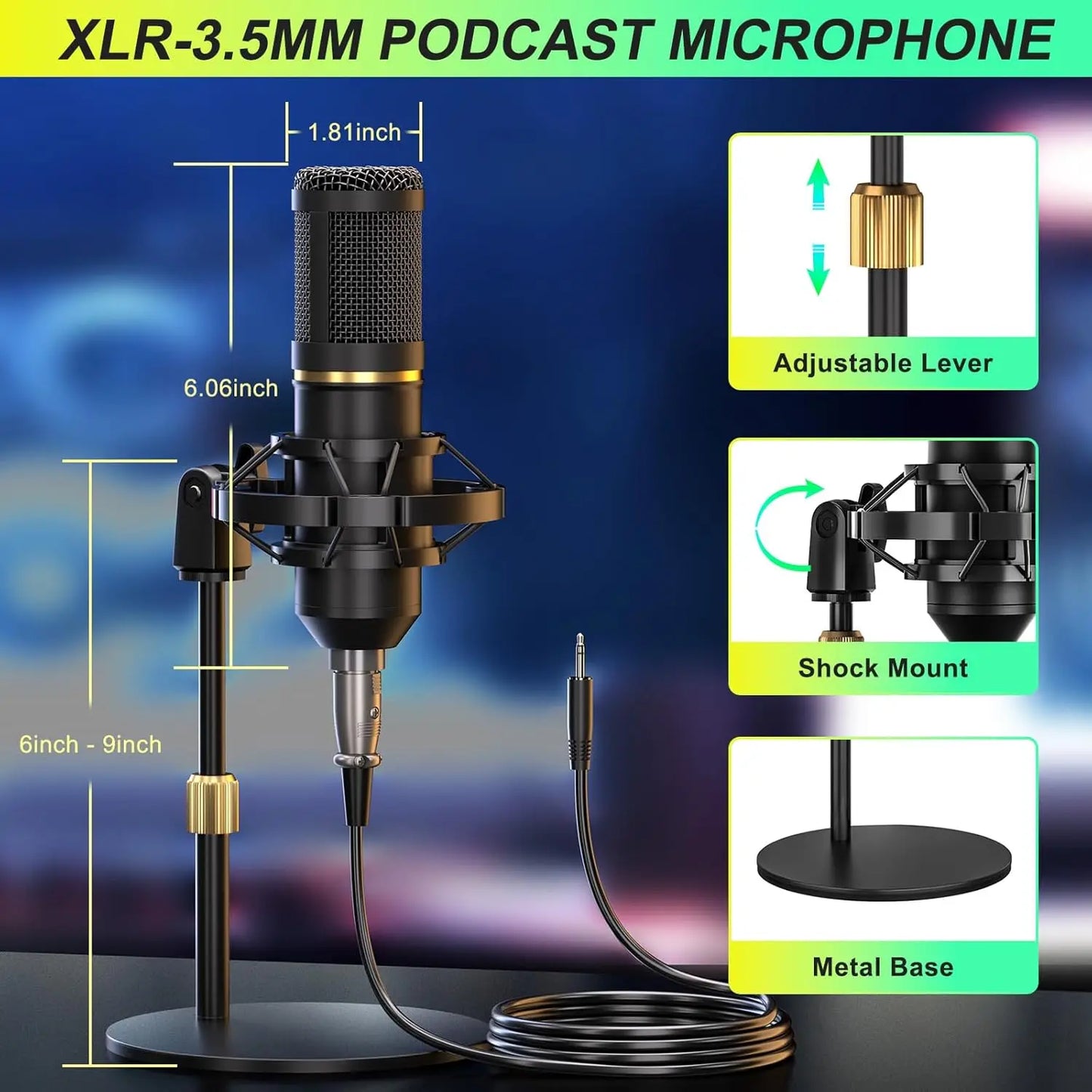 V4ink Podcast Microphone Bundle With Live Sound Card Mixer
