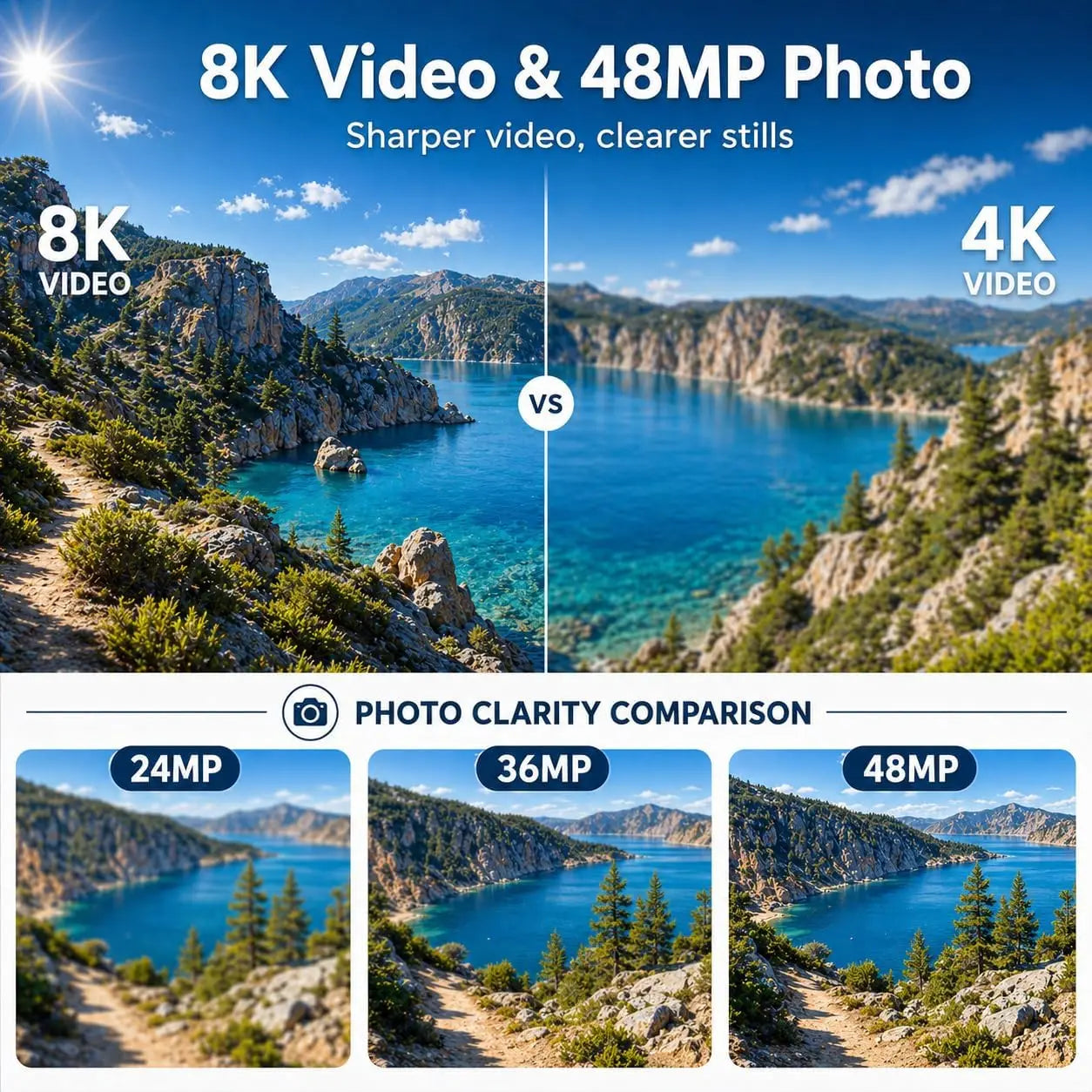 8K UHD Camcorder for Vlogging, YouTube, 48MP Video Camera with IR Night Vision, WiFi, 3-Inch Touch Screen, 18X Digital Zoom, Fill Light, Microphone, Stabilizer, Remote, and 2 Batteries