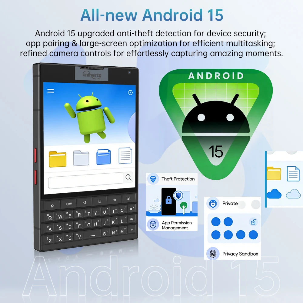 Unihertz Titan 2 Smartphone Android 15 with Physical Keyboard 5G Dimensity 7300 50MP Camera 24+512GB Dual Screen Dual SIM Phone