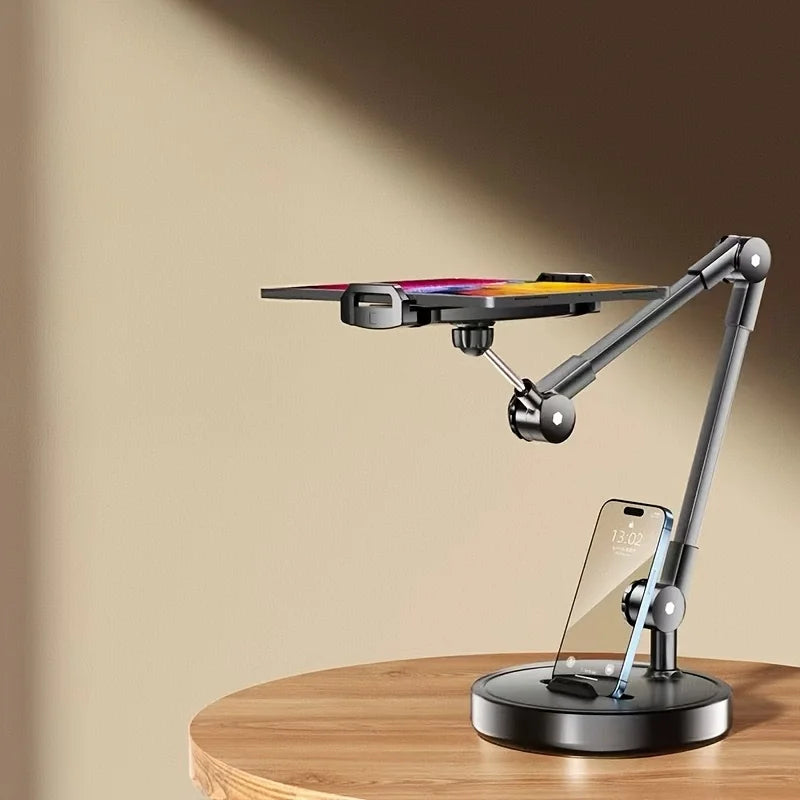 Adjustable metal phone desktop stand with ergonomic grip for vlogging and live broadcasts by Perfect Take Gear