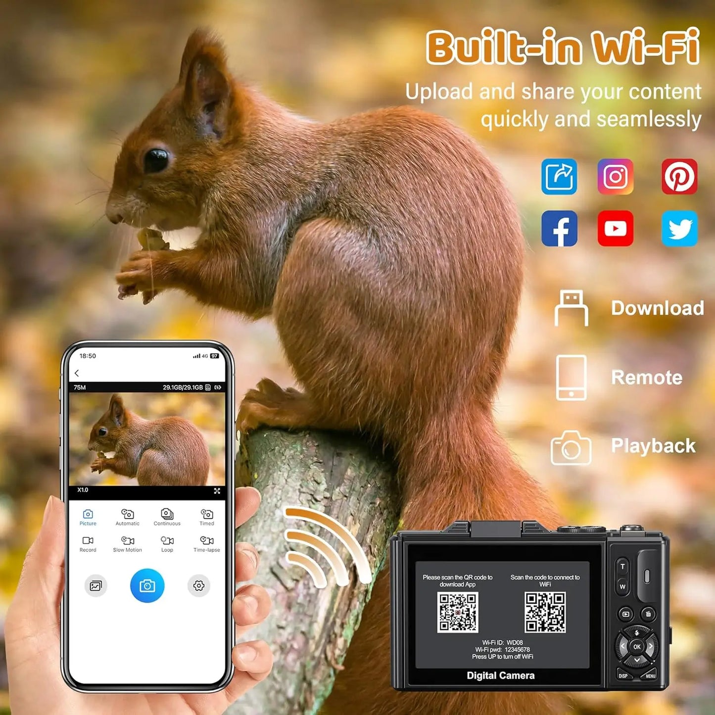 5K UHD Vlogging Camera with 75MP Photo, WiFi Autofocus, 3" 180° Flip Screen, 18X Zoom, 32GB Card & Batteries for YouTube Beginners