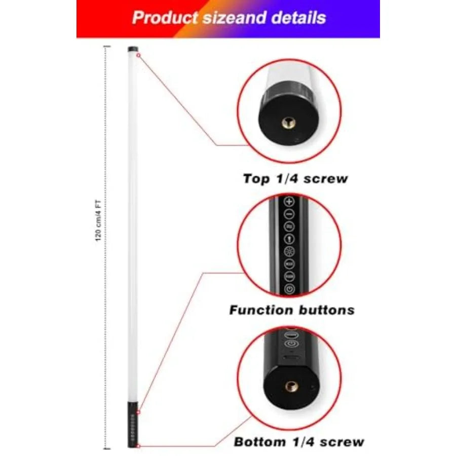5000mAh Battery Powered Feet RGB led Tube dj Light bar Stand Colored Video Stick Lights for 360 Photo Booth Studio Dance Club P