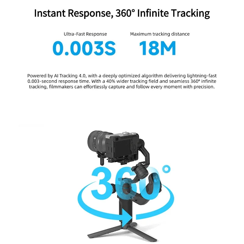 FeiyuTech SCORP Mini 3 Pro 3-in-1 Gimbal for Mirrorless, Action Cams and Smartphones with AI Tracking, 2 kg Load, 14 h Battery