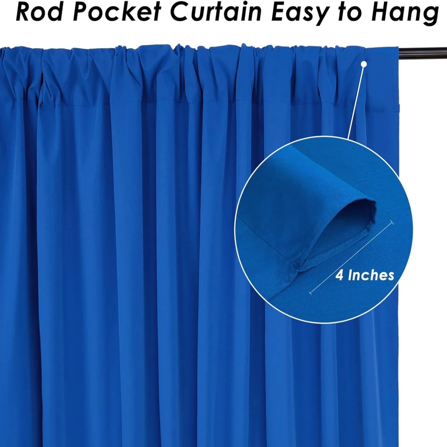 12 Panels-5ft X 10ft Royal Blue Backdrop Curtain for Party, Polyester Royal Blue Photo Backdrop