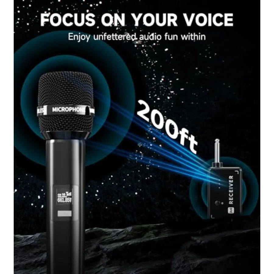 Wireless Microphone with One-to-One Chip Connection, Less latency, 200FT Range, 40H Rechargeable Battery,