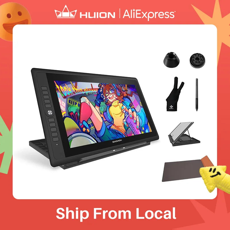 GAOMON PD156 PRO 15.6 Inch Full-Laminated 88% NTSC Graphic Tablet Display with 9 Express Keys and 8192 Passive Tilt-Support Pen