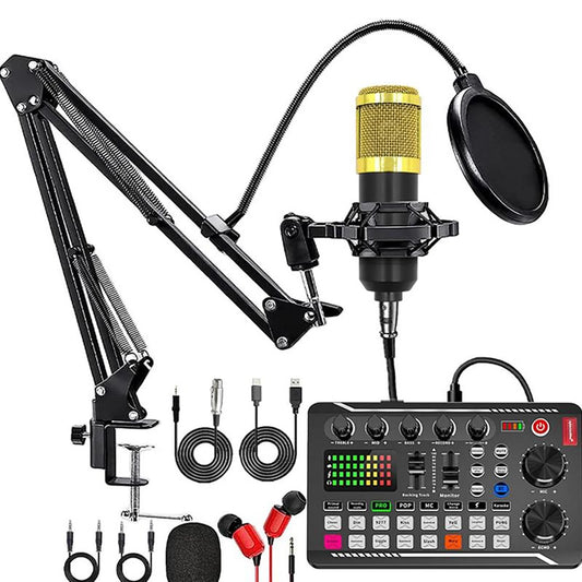 ALLOYSEED Condenser Mic With Sound Card Studio Mixer Kit