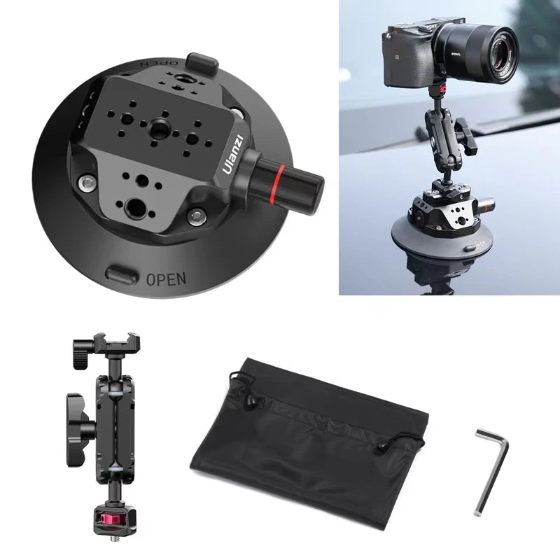 Ulanzi 3 inch/4.5 inch Action Camera Hand Pump Vacuum Suction Cup 1/4" 3/8" Camera Stabilizer Bracket for GoPro Insta360 Phone