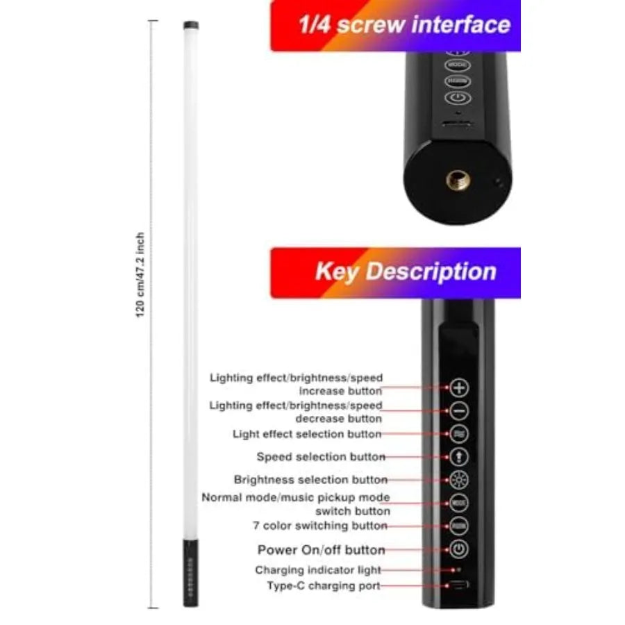5000mAh Battery Powered Feet RGB led Tube dj Light bar Stand Colored Video Stick Lights for 360 Photo Booth Studio Dance Club P