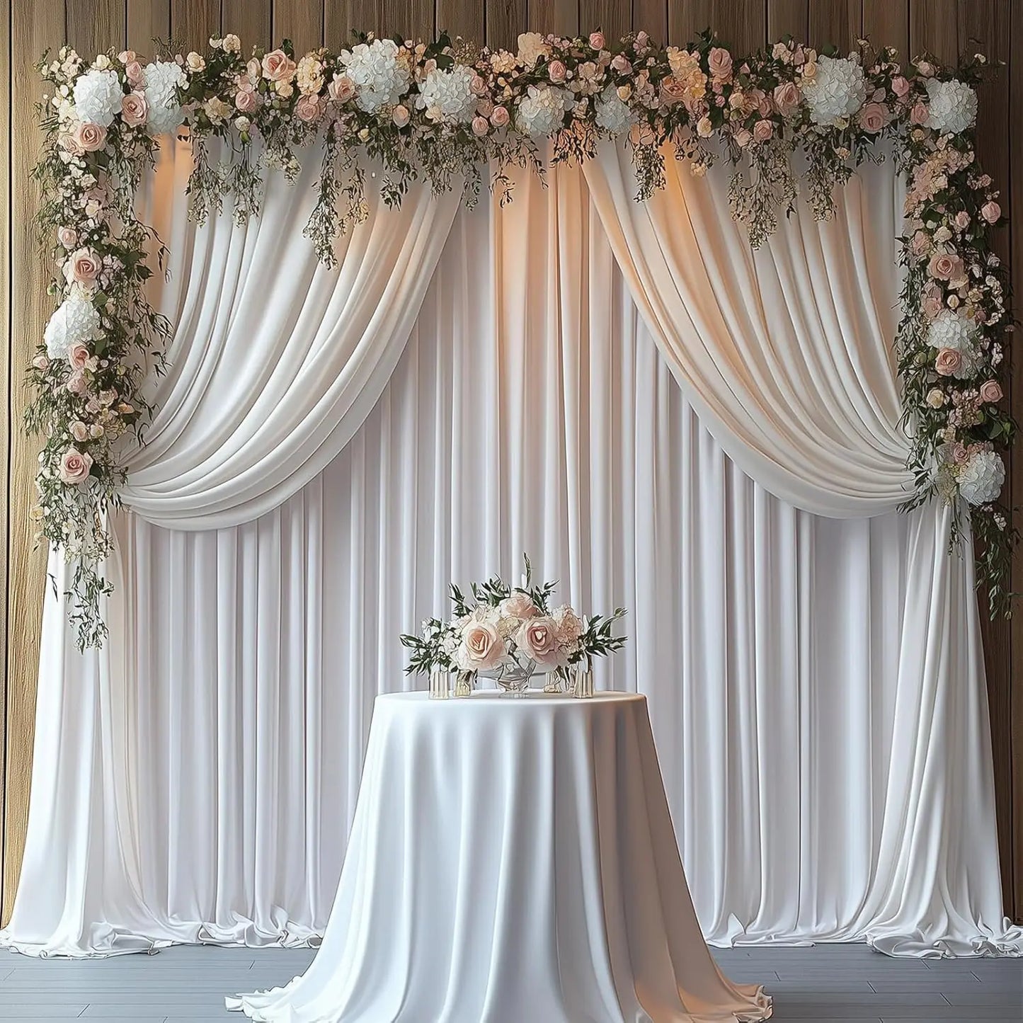 40×10 ft White Backdrop Curtain for Wedding Parties, 8 Panels 5ft x 10ft Height Photo Backdrop Drapes