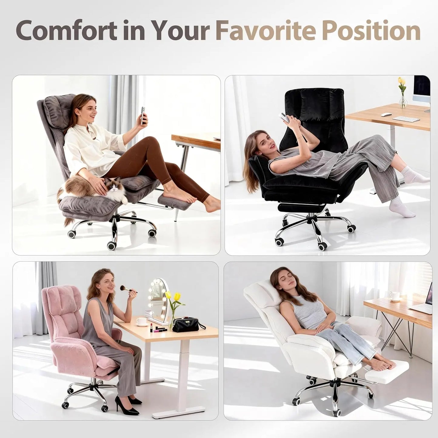 Big and Tall Office Chair, Executive Ergonomic Computer Gaming Chair with Foot Rest, Flip Armrests for Cross Legged, Multiple Colors
