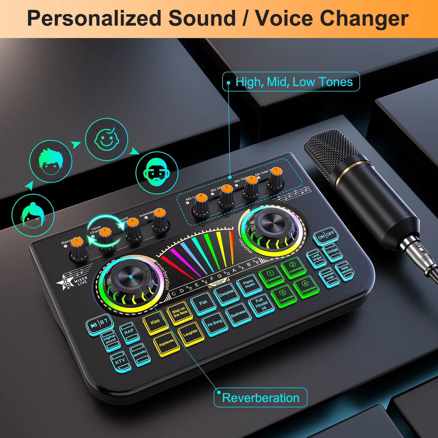 Podcast Equipment Bundle with 3.5mm Condenser Microphone forPc/Phone,Podcast Microphone Bundle with Live Sound Card Audio Mixer