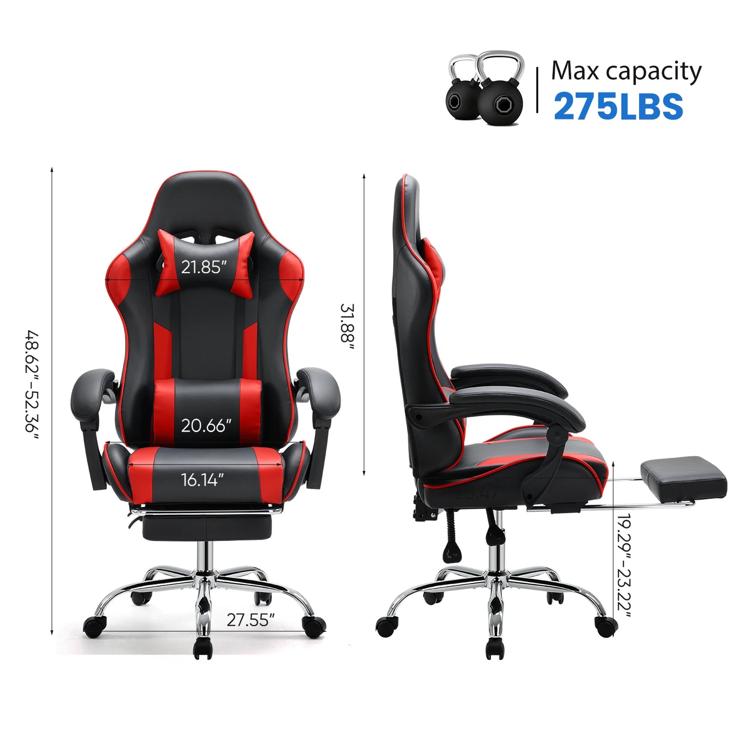 MCQ Gaming , Video Game,Desk,Ergonomic Office Chair with Footrest and Lumbar Support  Multiple Colors Available Height Adjustable with 360° Swivel Multiple Colors
